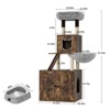 Hidden Litter Box Enclosure with Condo £¦ Cat Tree, Modern 2 in 1 Cat Tree Tower with Basket/Observation Deck, Suitable for Types of Cats - 3 of 4