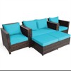 Tangkula Outdoor Wicker Coversation Set with Removable Cushions White/Navy/Red/Turquoise/Black, 5 Piece - 4 of 4