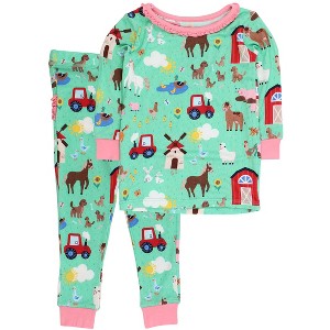 RuffleButts Toddler Girls Viscose from Bamboo Ruffle Long Sleeve Pajama Set, Signature Rear Ruffles - 1 of 4
