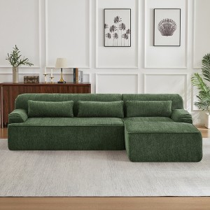 Chenille L-Shaped Sectional Sofa, Minimalist Comfy Sleeper Couch for Living Room, Apartment & Reception Spaces, No Assembly Required - 1 of 4