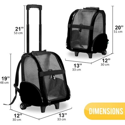Black and Gray Rolling Pet Travel Carrier with Wheels