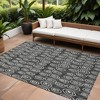 Black Gray And Ivory Geometric Washable Indoor Outdoor Area Rug - 2 of 4