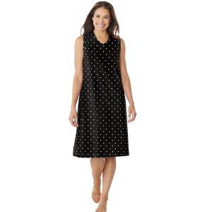 Dreams & Co. Women's Plus Size Short Sleeveless Sleepshirt - 1 of 4
