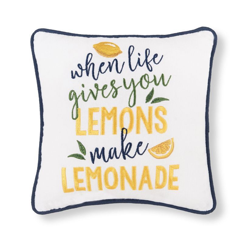 C&F Home 10" x 10" Make Lemonade Embroidered Throw Pillow, 1 of 3