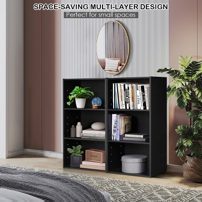 Black MDF Modern 3-Tier Open Shelf Bookcase
