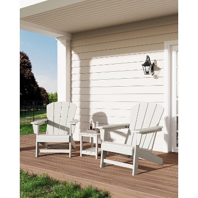 Modern Oversized Adirondack Chairs Set of 2 with Side Table - HDPE Poly Lumber, 380lb Capacity & Weather-Resistant for Patio, Fire Pit