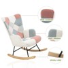 LOVMOR Rocking Chair Nursery w/Wood Legs and Patchwork Linen,Mid Century Fabric Rocker Chair for Living Room Bedroom - 3 of 4