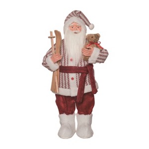 Transpac Fabric 24 in. Multicolor Christmas Ticking Stripe Country Santa - 1 of 4