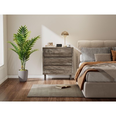 VYNXARIA 3-Drawer Dresser - Stylish Grey Oak Storage Chest for Bedroom & Living Room