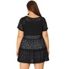 Agnes Orinda Women's Plus Size Tiered Lace Allover Round Neck Short Sleeve Mesh Peplum Blouses - 4 of 4