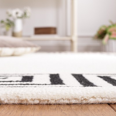 Ivory and Black Hand-Tufted Wool Area Rug
