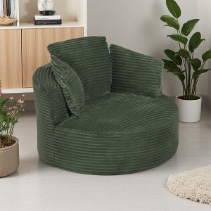 Compressible Corduroy Round Chair with Cushioned Backrest - 1 of 3