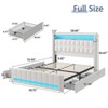 Upholstered Platform Bed Frame with Charging Station, Drawers & LED Headboard - 2 of 4