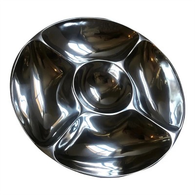 5-compartment snack/salsa platter, dinner plate