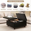 32" Square Storage Bench, Leather Lift-Top Ottoman Cube Bench, Coffee Table Ottoman With Large Storage Space,  Storage Coffee Table For Living Room - 4 of 4