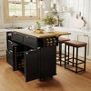 Whisen Farmhouse Kitchen Island on Wheels, Kitchen Cart Set with 2 Seatings and Storage Cabinet, Drawers - 2 of 4