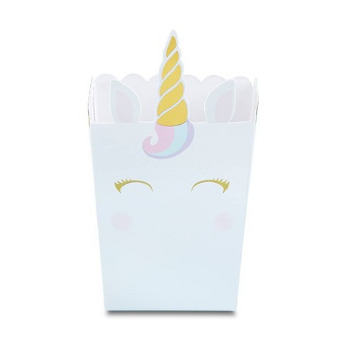 Fun Express Mini Unicorn Popcorn Treat Boxes 48 Pack Rainbow Magical Sparkle Snack Paper Box for Kids Birthday Party Favor Supplies Decorations
