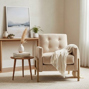 Okak Modern Elegant Tufted Back Upholstered Armchair with Solid Wood Frame,Reading Leisure Chair for Living Rooms,Relaxation Areas - 1 of 4