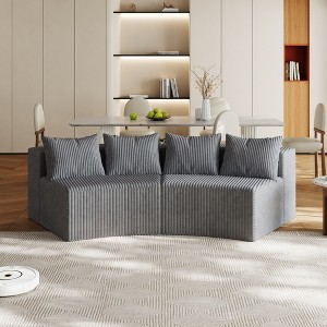 Curved Corduroy Modular Sectional Sofa, Symmetrical Semi-Circular Couch with 4 Pillows, Foam-Filled No Assembly Sofa for Living Room, Office, Bedroom - 1 of 4