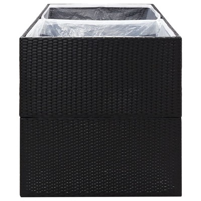 Large Black Poly Rattan Outdoor Garden Planter