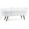 Lyngins Handcrafted Fabric Oval Storage Ottoman Bench, Pleated Design Ottoman with Storage, Storage Bench with Rubber Wood Legs for Living Room - 3 of 4