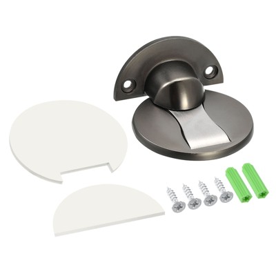 Unique Bargains Zinc Alloy Magnetic Door Stopper with Self Adhesive and Screw Mount 2 Pcs