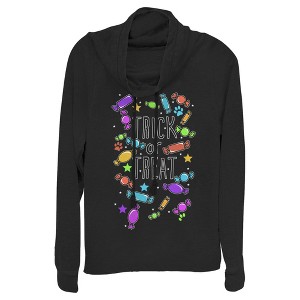 Juniors Womens Lost Gods Halloween Candy Explosion Cowl Neck Sweatshirt - 1 of 4