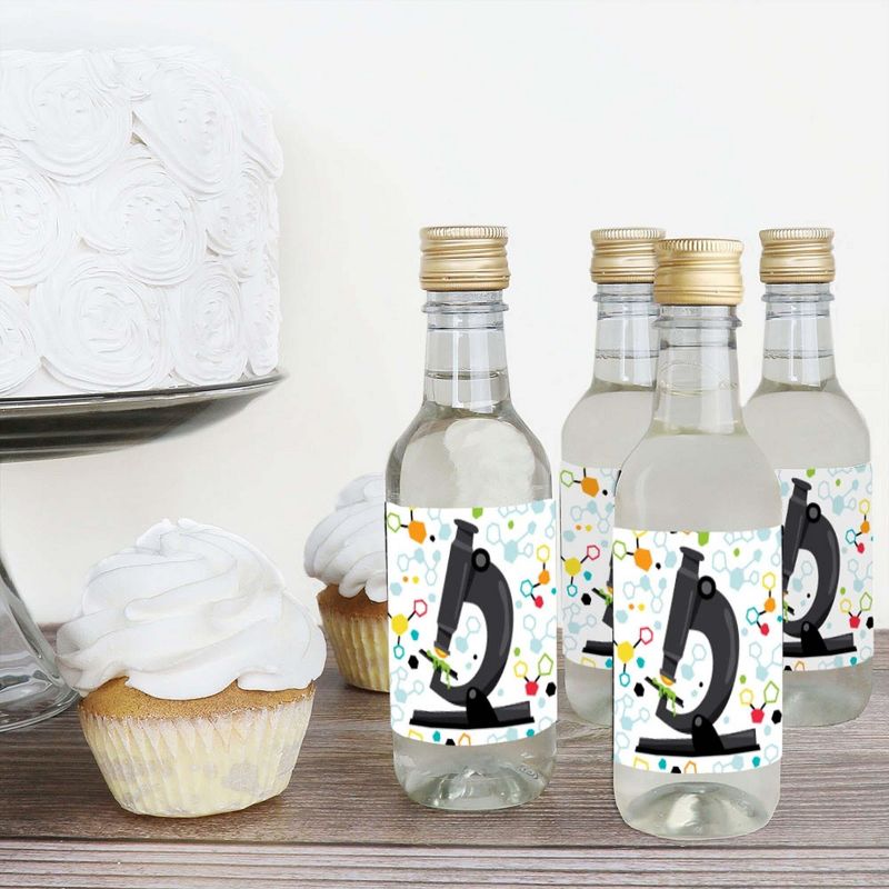 Big Dot of Happiness Scientist Lab - Mini Wine & Champagne Bottle Label Stickers - Baby Shower or Birthday Party Favor Gift for Women & Men - 16 Ct, 3 of 7