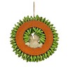 13" Woodcut Floral Hanging Wreath with Bunny - National Tree Company - 4 of 4