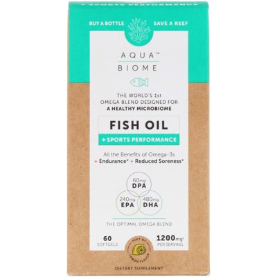 Enzymedica Aqua Biome, Fish Oil + Sports Performance, Lemon Flavor, 1,200 mg, 60 Softgels, Omegas and Fish Oil