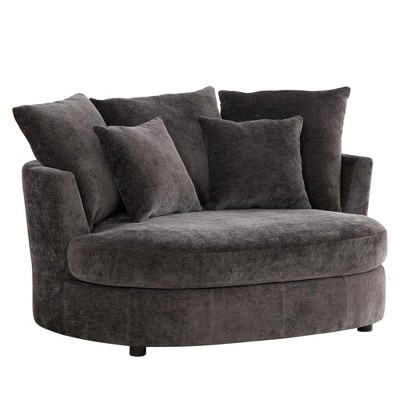 Hrinhom 55.1" W Accent Barrel Chair,Modern Oversized Sofa Chair with 5 Pillows