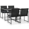 vidaXL 5 Piece Outdoor Patio Dining Set with Cushions, Poly Rattan Furniture, Square Table, Comfortable Chairs, Water-Resistant, Easy to Clean, Black - 2 of 4