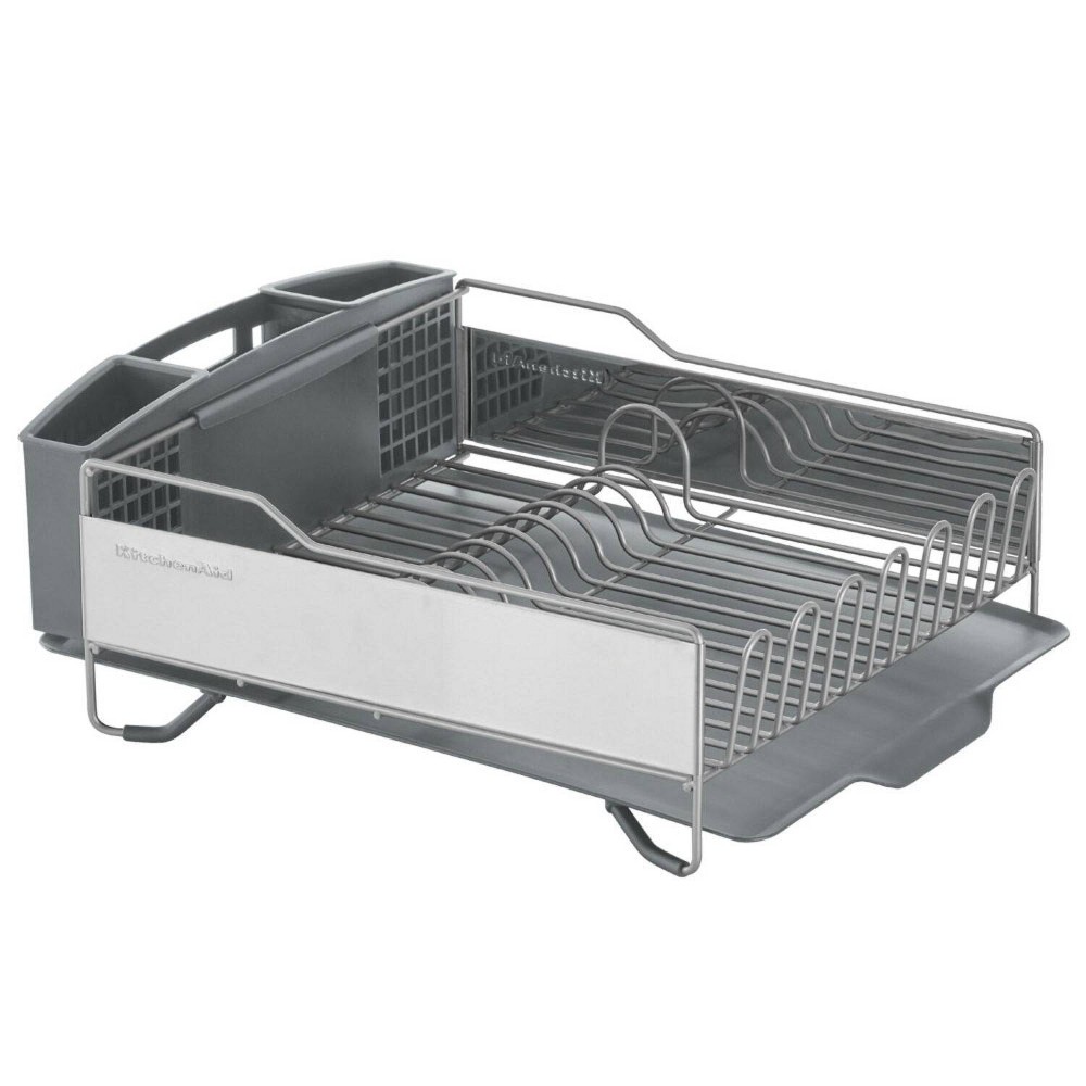 Photos - Other for Dogs KitchenAid Stainless Steel Dishrack Light Gray: Freestanding Drying Rack with Tray & Drainboard, Lifetime Warranty 