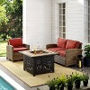 3pc Bradenton Outdoor Steel Fire Pit Set Sangria/Weathered Brown - Crosley - 4 of 4