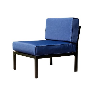 Blue Metal Two-Seat Outdoor Sectional Sofa with Cushions