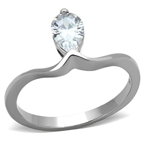 Slickblue Women's Clear CZ Ring, Polished Stainless Steel Band, Pear Cut Center, Engagement Style, Size 5-10 - 1 of 4
