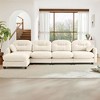 Beige Modular Sectional L Shaped Chenille Fabric Sofa with Ottoman High Quality Wooden Base for Living Rooms - 2 of 4
