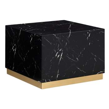 Devoe Faux Marble Square Coffee Table with Casters - Inspire Q