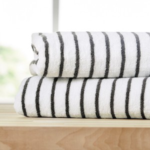 Cabana Stripe 100% Cotton Pool and Beach Towels - Pack of 2 or 4 - Oversized, Absorbent, Quick-Dry Towels - Becky Cameron - 1 of 4