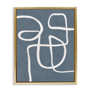 Stupell Industries Round White Squiggles Contemporary Abstract Design Black Floater Framed Canvas Wall Art - 1 of 4