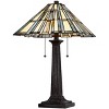 Cal Lighting BO-3100TB 60W X 2 Metal and Resin Tiffany Table Lamp with Pull Chains, Dark Bronze - 3 of 4