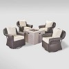 Julian 5pc Swivel Club Chair and Fire Pit Set - Brown/Light Gray - Christopher Knight Home - 2 of 4