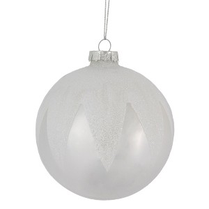 Northlight 4" Pearl White and Glitter Glass Ball Christmas Ornament - 1 of 3