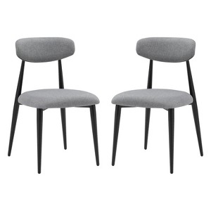 Racxily Grey Modern Dining Chairs - Set of 2 Dining Chairs with 2.5" Thick Cushion | Black Metal Frame, Living Room/Kitchen - 1 of 4