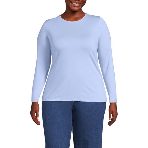 Lands' End Women's Plus Size Lightweight Jersey Skimming Long Sleeve Crew Neck T-shirt - 1 of 3