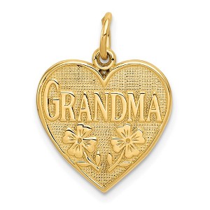 Black Bow Jewelry 14k Yellow Gold Grandma Heart with Flowers Charm or Pendant, 16mm - 1 of 4