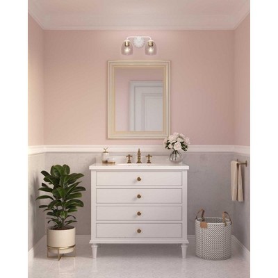 White Plaster and Clear Glass 2-Light Vanity Fixture