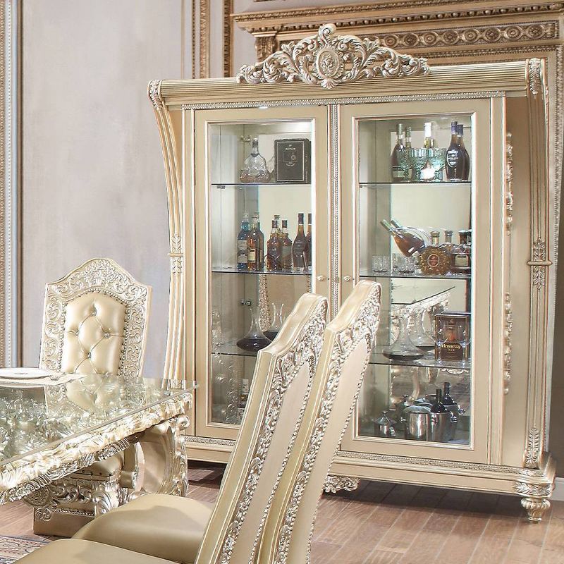 78&#34; Vatican Decorative Storage Cabinet Champagne Silver Finish - Acme Furniture, 1 of 10