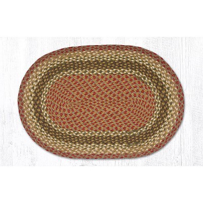 Earth Rugs Olive, Burgundy & Gray Oval Braided Jute Rug – Handcrafted Rustic Farmhouse Accent for Kitchen, Entryway & Living Room