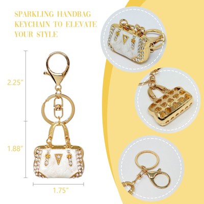 Wrapables Rhinestone Handbag Shaped Purse Charm Keychain, Mother's Day Gift White — фото 2